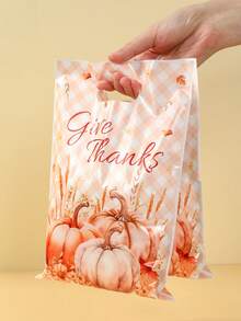 10/25/50 件感恩节装饰礼品袋，南瓜枫叶图案礼品包装袋，感恩节秋季主题手提包，节日万圣节装饰家居装饰多功能包装袋