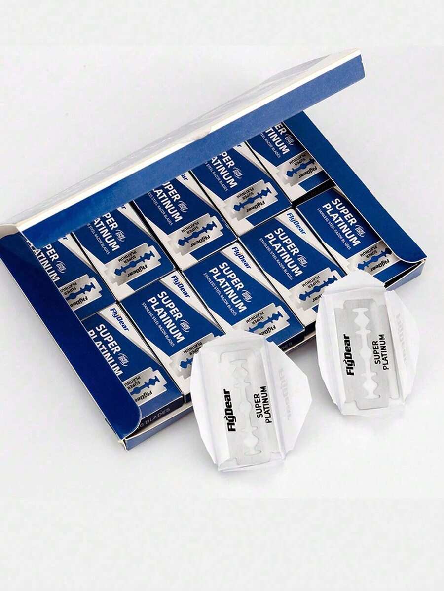 50 piezas/20 piezas/10 piezas Hojas de afeitar manuales de acero inoxidable de alta calidad, afiladas y duraderas, hojas de afeitar multiusos de doble filo - Plateado - Ver 1