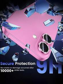 3片装相机镜头保护膜，9H钢化玻璃相机盖屏幕保护膜，高清透明 - 玫紅色 - 查看 4