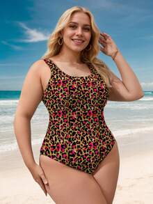 Leopard Print Patterned Bohemian Knit Fabric Beach Wear - Leopard - View 2