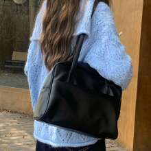 Korean Style Large Capacity Shoulder Bag For Women, Vintage Underarm Bag, Versatile For Work, School, Commuting, Fashion Tote Bag With Large Capacity (Pendant Is Just For Photo Display, Not Included)