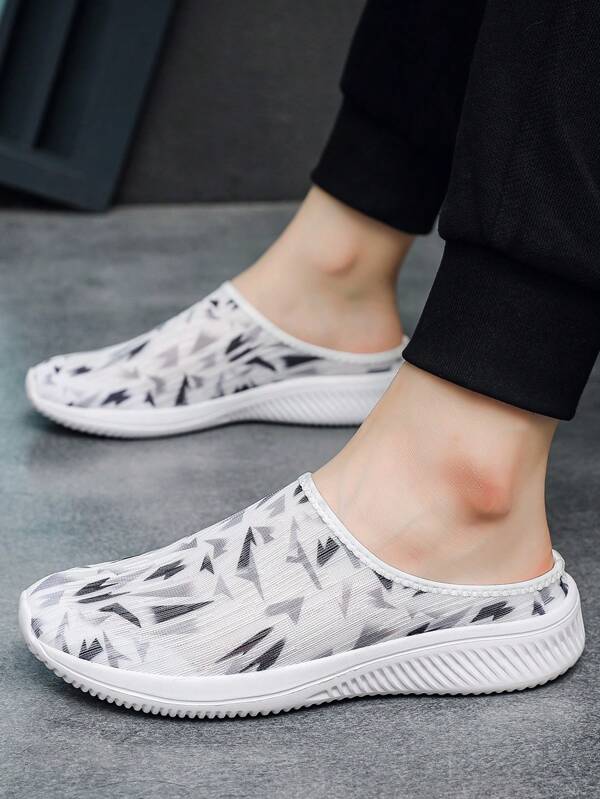 Men's Breathable Slip-On Mesh Sandals - Lightweight Flat Casual Shoes, Fabric Upper And EVA Shock-Absorbing Sole, Suitable For Indoor/Outdoor Use