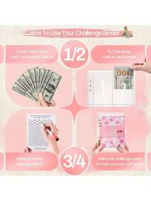 100 Envelopes Money Saving Challenge Binder A5 Money Saving Binder With Cash Envelopes Helping You Complete The Challenge To Save $5,050 In 100 Days - Rose Gold