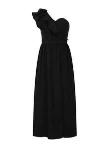 Vestido Con Abertura Elegante Fiestas De Noche Mujer, Vestidos Para Fiestas Elegantes,Vestido De Noche De Fiesta Con Un Hombro Para Mujer,Vestidos De Fiesta,Vestidos Largos Elegantes - Negro - Ver 5