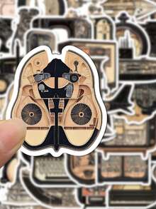 SCXXBSW 50pcs Retro Mechanical Sectional Cartoon Graffiti Stickers Decorative Handbooks Water Cups Notebook Luggage Waterproof Stickers - Multicolor - View 7