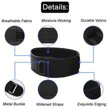 Weight Lifting Belt Gym Workout Fitness Squats Bodybuilding Powerlifting Strength Training Squat Or Deadlift Back Support Straps Brace - màu đen - Xem 5