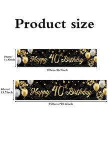1 件生日横幅，优雅的黑色和金色派对背景，18/30/40/50/60/70/80/90 岁生日派对装饰，照片背景，适合生日派对、婚礼主题派对、返校节、万圣节