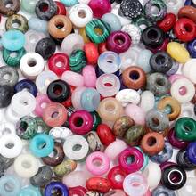 6 件/包天然大孔扁圆形算盘珠，14 毫米，多种款式可选，时尚休闲复古手工 DIY 珠子，适用于手链项链珠宝吊坠制作 - 彩色 - 查看 10