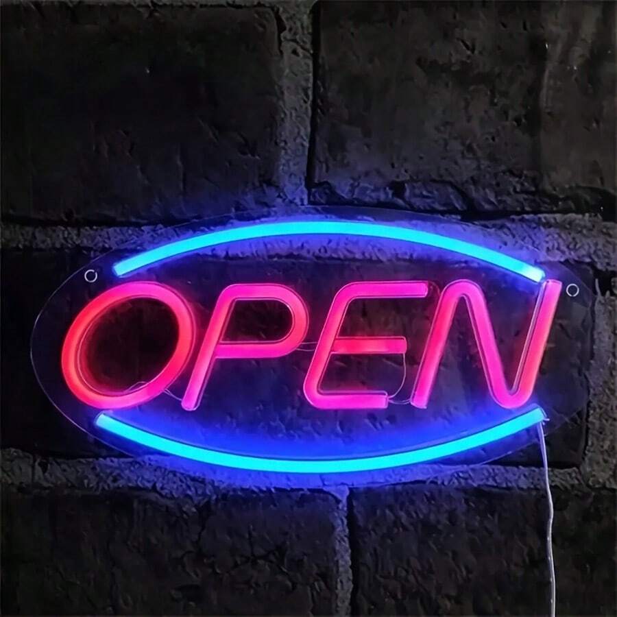 USB-Powered 'OPEN' LED Neon Sign - Touch-Controlled Acrylic Wall Light For Bars, Cafes, Hotels & Outdoor Decor, Energy-Efficient Commercial Lighting - Multicolor - View 1