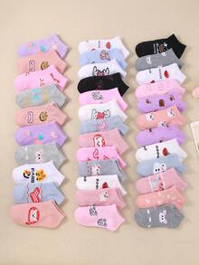 10 pares de calcetines para niños con patrones de animales de colores aleatorios, versátiles y cómodos, transpirables y suaves, adecuados para niños de 1 a 14 años, niñas adolescentes