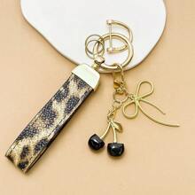 TTOBS 1pc Handmade Leopard Leather Car Key Chain With Unique Cherry Pendant - , Fashionable And Multifunctional Backpack Key Chain, Perfect Accessory For Backpacks. An Ideal Gift For St. Patrick's Day, Valentine's Day, Or For Your Beloved Lady. - Multicolor - View 23