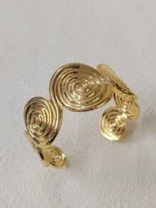 金色花朵开口袖口手镯女士珠宝配饰 - roud circle bracelet - 查看 11