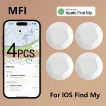 [GPS 追踪器] 4 件 GPS 智能防丢失追踪器 | 实时追踪，无需安装，适用于宠物、箱包、行李、自行车、汽车 | 兼容 iOS 系统查找我的应用程序，无忧防丢（仅限 iOS）