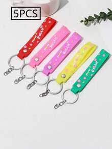 1/5 Piece New Cute Cartoon Rabbit Ear Small Flower Alphabet Pattern Keychain, Car Key And Bags Hanging Piece, Friend's Small Gift And Event Gift - A - View 12