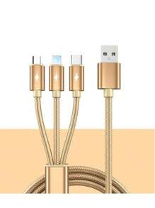 Cable de carga USB trenzado de nailon 3 en 1, conector universal de carga rápida USB a Lightning/Tipo-C/Micro USB, redondo mate 36V macho a macho, salida de 10-20W para iPhone y talla grande. Cable de datos y carga múltiple USB de carga rápida 3 en 1 colorido, cable de carga Tipo C Micro, cable de datos de carga súper rápida, adecuado para iPhone, teléfonos Tipo-C, teléfonos Android.