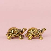 Brass Turtle Home Decor: Adorable Brass Turtle Statue, No Electricity Needed, Suitable For Living Room And Office, Perfect Gift For Animal Lovers And Home Decor Enthusiasts - Multicolor - View 3