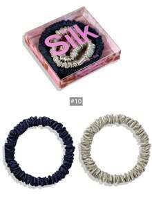 SUNCDELV SLIK 2pcs 100% Mulberry Silk Hair Scrunchies, High Quality Hair Ties (22mm), Women & Girls Hair Accessories, Pink Gift Box Ponytail Holder - Multicolor - View 22