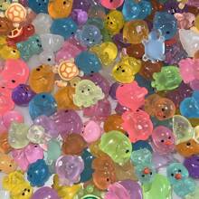 10/20/50pcs Luminous Resin Miniature Animals, Glow In The Dark Duck, Dolphin, Frog, Rabbit, Turtle Figurines, Stake Mount, No Electricity Needed, With For Garden, Party, Micro Landscape, Aquarium, Dollhouse Decor