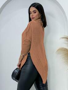 Women's Poncho Wool Coat Knit Cold Winter Blouse - Dusty Pink - View 7
