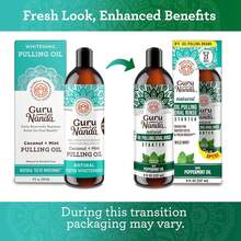 GuruNanda Starter Pulling Oil Mouthwash For Natural Teeth Whitening, Coconut And Peppermint Oil For Fresh Breath & Happy Gums, Alcohol-Free, 8 Oz Puh6dian