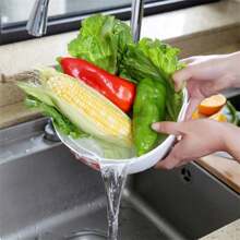 Sanrio (Authorized)2pcs Sanrio Kitchen Basket, Household Fruit Plate, Multi Functional Round Vegetable Washing Basin, Fruit Basket, Plastic Double Layered Vegetable Washing Basket, Drain Basket Suitable For Various Scenarios And Dishes
