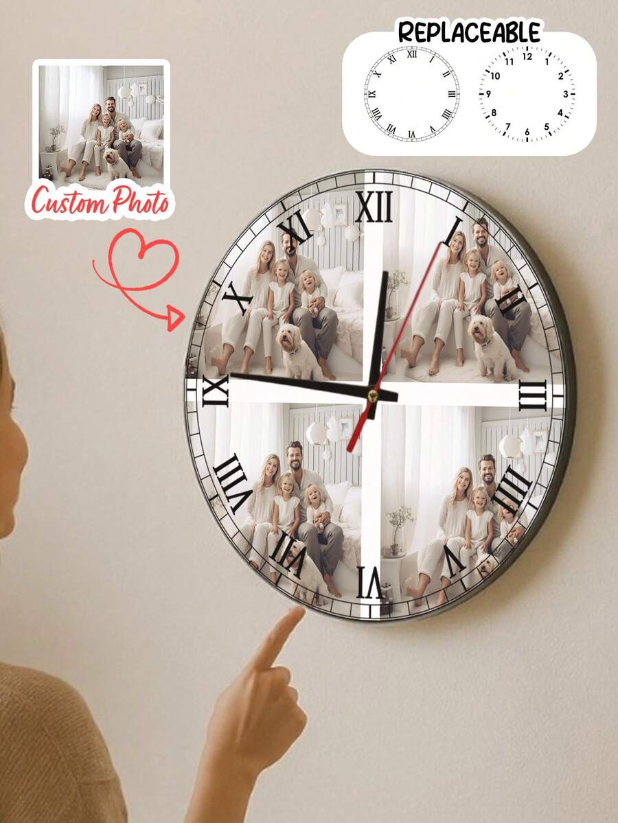 Personalized Custom Photo Wall Clock Unique Family Photo Wall Clock Custom Photo Wall Clock Personalized Photo Wall Clock Family Gift Living Room Wall Clock Custom Photo Wall Clock,Graphic Print