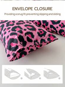 Bộ ga trải giường 4 món 100% Polyester họa tiết da báo hồng (2 vỏ gối + 1 ga trải giường + 1 ga bọc nệm) - Nhiều màu - Xem 9