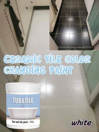 300g/500g White Bathroom Tile Floor Tile Paint Special Paint For Renovation And Color Change Toilet Floor Tile Bathroom Tile Renovation Strong Adhesion Convenient Construction And Water-Based Paint Color Change Paint Wall Repair Tools