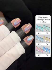 Polarized Glitter Nail Powder, Y2K Mirror Magic Powder, Fairy Aurora Moonlight Powder/Glitter, Summer Nail Art, Suitable For Women And Girls At Home, Work, Outdoor Travel, Gift Giving, Family DIY Nail Salon, Special Gift - Multicolor - View 1
