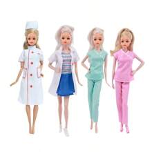 5pcs Nurse & Doctor Uniform Set Plus 4pcs Y2K Style Top And Pants Outfit For 11.5 Inch Female Doll, Casual Decor And Toys