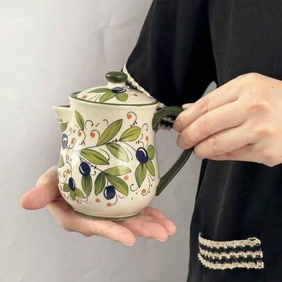 克罗地亚橄榄绿釉下陶瓷油壶商用油瓶辣椒油瓶酱油醋瓶陶瓷家用厨房醋瓶调料瓶