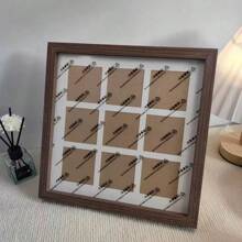 1pc DIY Shell Photo Frame, Handmade For Parents-Child, Couples, Peach Wood Color Frame