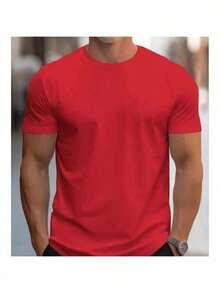 Kit Of 3 Men's Plain T-Shirts Premium Combed Mesh 100% Cotton Basic Summer - Army Green - View 4