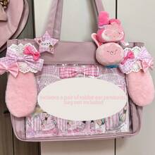 一对原创可爱手工兔耳朵DIY书包装饰挂件学校用品，返校 - 彩色 - 查看 14