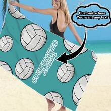 1pc Personalized Beach Towel With Custom Name And Volleyball Print - Super Absorbent, Microfiber, Color-Fast, Available In Multiple Sizes, Suitable For Beach, Pool, Yoga - Unisex Gift, Pool-Side Accessory | Vibrant Design | Color-Fast Fabric Travel Essentials Travel Accessories Beach Essentials