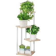 Plant Stand 5 Tier Indoor Metal Flower Shelf For Multiple Plants Corner Tall Flower Holders For Patio Garden Living Room Balcony Bedroom, Black (5 Tier-Black) - 4層-白色+索諾瑪橡木 - 查看 1