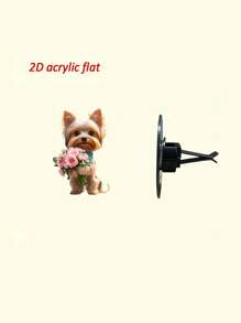 1pc 2D Cute Chihuahua/Yorkie Breed Dog Car Air Vent Clip Aroma Diffuser, Cartoon Decor Gift, Car Interior Accessory, Clip-On Air Freshener - Acrylic Fragrance Diffuser