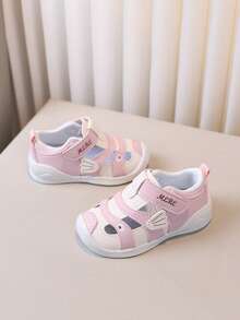 1 双女童/婴儿卡通印花露趾镂空夏季凉鞋，舒适婴儿鞋 - 粉色 - 查看 3