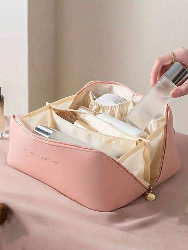 1pc Summer Travel Makeup Bag, PVC Waterproof Cosmetic Storage Pouch, Brush Holder Organizer, Suitable For Makeup Brushes, Eyeshadow Palette, Lipstick, Skincare, Toothbrush, Comb, Jewelry, Digital Accessories