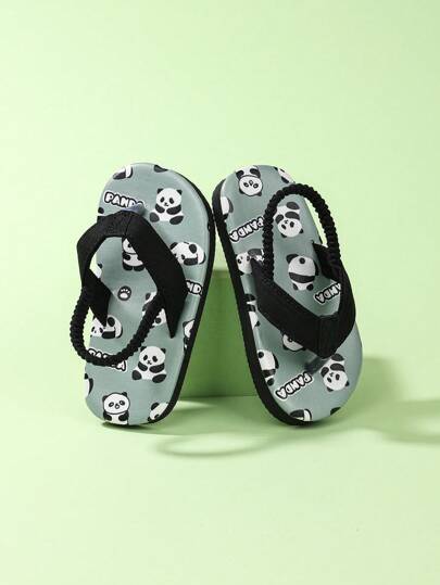 1 Pair Cute Printed Non-Slip One-Piece Flip Flops, Outdoor Slippers