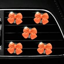 5pcs/Set Pink Bow Decoration Car Air Vent Clip, Car Air Freshener Decor