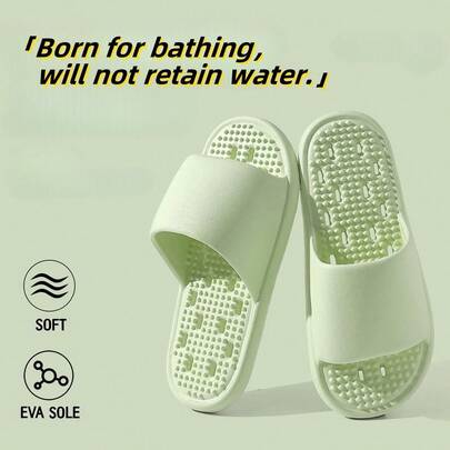 New Plus Size Bathroom Slippers, Anti-Slip Shower Shoes For Couples, Waterproof EVA Bottom With Massage Effect, Breathable & Odor-Resistant, Non-Squeaky Flat Sandals For Men & Women