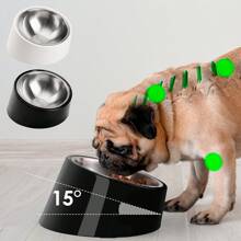 1Pc Pet Stainless Steel Double Bowl, Medium And Small Dog/Cat Melamine And Stainless Steel Food And Water Bowls, Anti-Spill Dual Pet Bowl Set, 2-In-1 Pet Bowl Cat And Dog Pet Feeding Bowl, 15-Degree Tilt, Anti-Choke, Anti-Whisker Fatigue Puppy Keep Dog Things Dog Accessories Dog Stuff