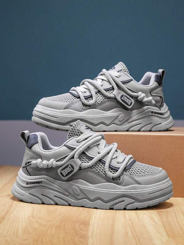 New Spring/Summer Men Korean Style Thick Sole Breathable Mesh Sneakers, Casual Loafers, Work Shoes, Fashionable Shoes, Suitable For Travel, Hiking, Casual Wear