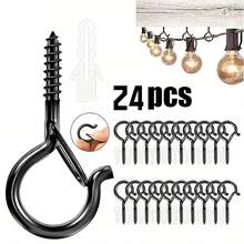 Bộ 15/24/48 móc treo trần nhà dùng để treo cây cảnh, móc treo hình chữ Q dùng cho đèn dây trang trí ngoài trời, chuông gió, móc treo hình cốc có khóa cài, kích thước 2.2 inch, thích hợp trang trí cho Ngày của Mẹ/Ngày Valentine/Lễ hội Valentine. - trắng - Xem 12