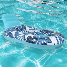 New Swimming Floating Board Inflatable Water Sunshade U-Shaped Seat Ring Swimming Pool Water Backrest Lounge Chair Floating Row Maple Leaf Floating Chair Sand Floating Boat - Blue - View 4