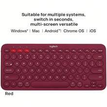 Logitech Teclado Inalámbrico Bluetooth K380 - Ultradelgado y silencioso, diseño portátil, emparejamiento multi-dispositivo, funciona con iPad, laptop, teléfono y tableta - Rojo - Ver 3