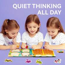 ODAPTO 蒙特梭利学前忙碌书，适合3-5岁幼儿，公路旅行必备品，恐龙主题，钩环可重复使用贴纸，特殊教育学前学习活动，儿童旅行必备品 - 彩色 - 查看 5