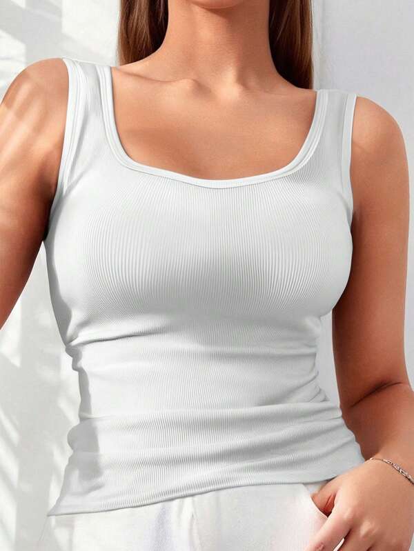 New Oversized Summer Women Casual U-Neck Sleeveless Tank Top, For Workout