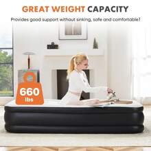 Portable Instant Inflation Air Mattress With Built-In Pump - Heavy-Duty 660lb Capacity, 3 Height Options (16/18/22"), Compact & Lightweight, Non-Slip Base, Twin/Queen Sizes - Perfect For Camping, Travel, Guest Beds & All-Season Use!
